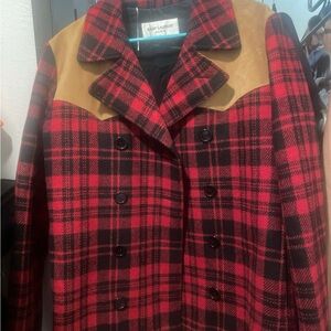 Saint Laurent Paris Western Plaid Peacoat w/ Suede Yoke – Like New